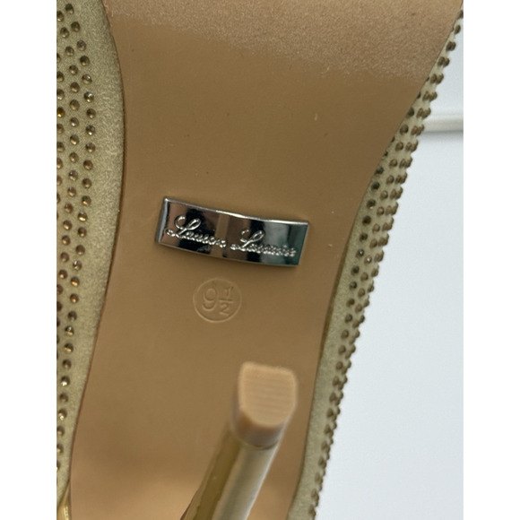 Lauren Lorraine Dori Pump Heels Bronze Gold Crystals Pointed Toe Size 9.5 New - Picture 6 of 10